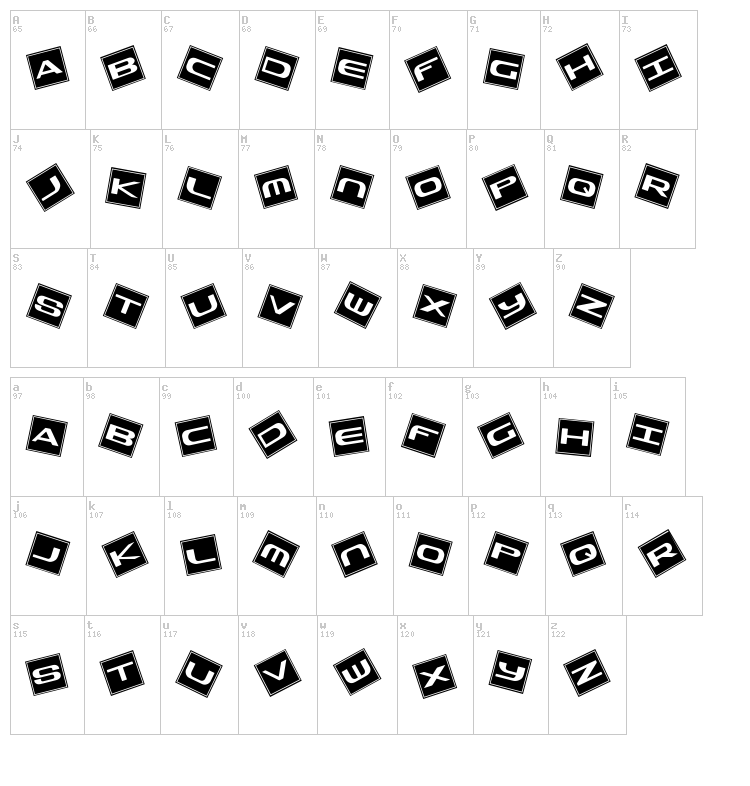 Trash Boxes font map